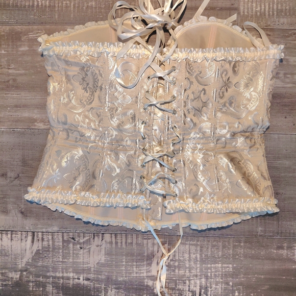 Ivory Bone Corset Jacquard Waist Trimmer XL - Picture 2 of 3